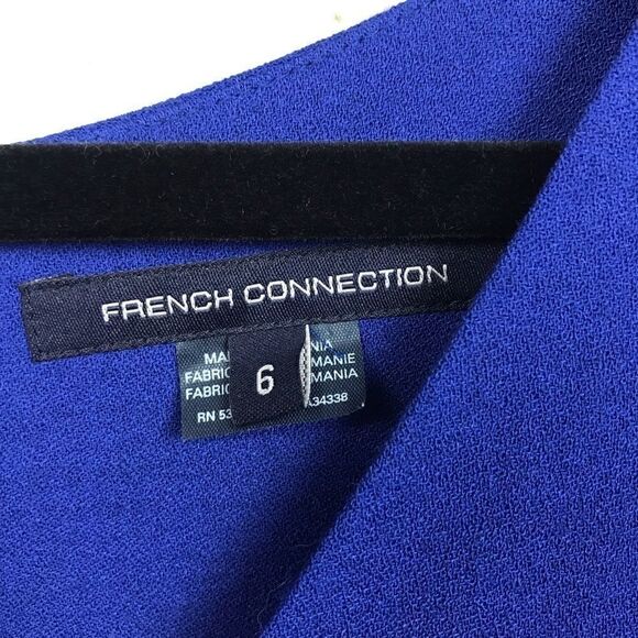 French Connection Blue Wide Deep V-Neck Mini Dress - Picture 3 of 4